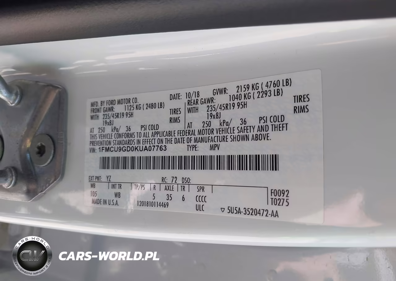 2019 Ford Escape Se VIN:1FMCU9GD0KUA07763 - 9