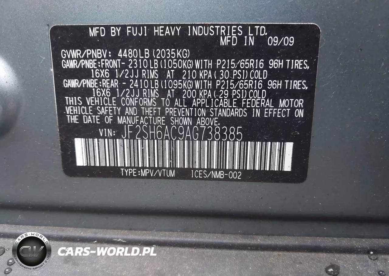 2010 Subaru Forester 2.5X VIN:JF2SH6AC9AG738385 - 9