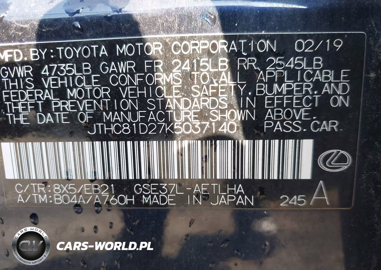 2019 Lexus Is 300 VIN:JTHC81D27K5037140 - 9