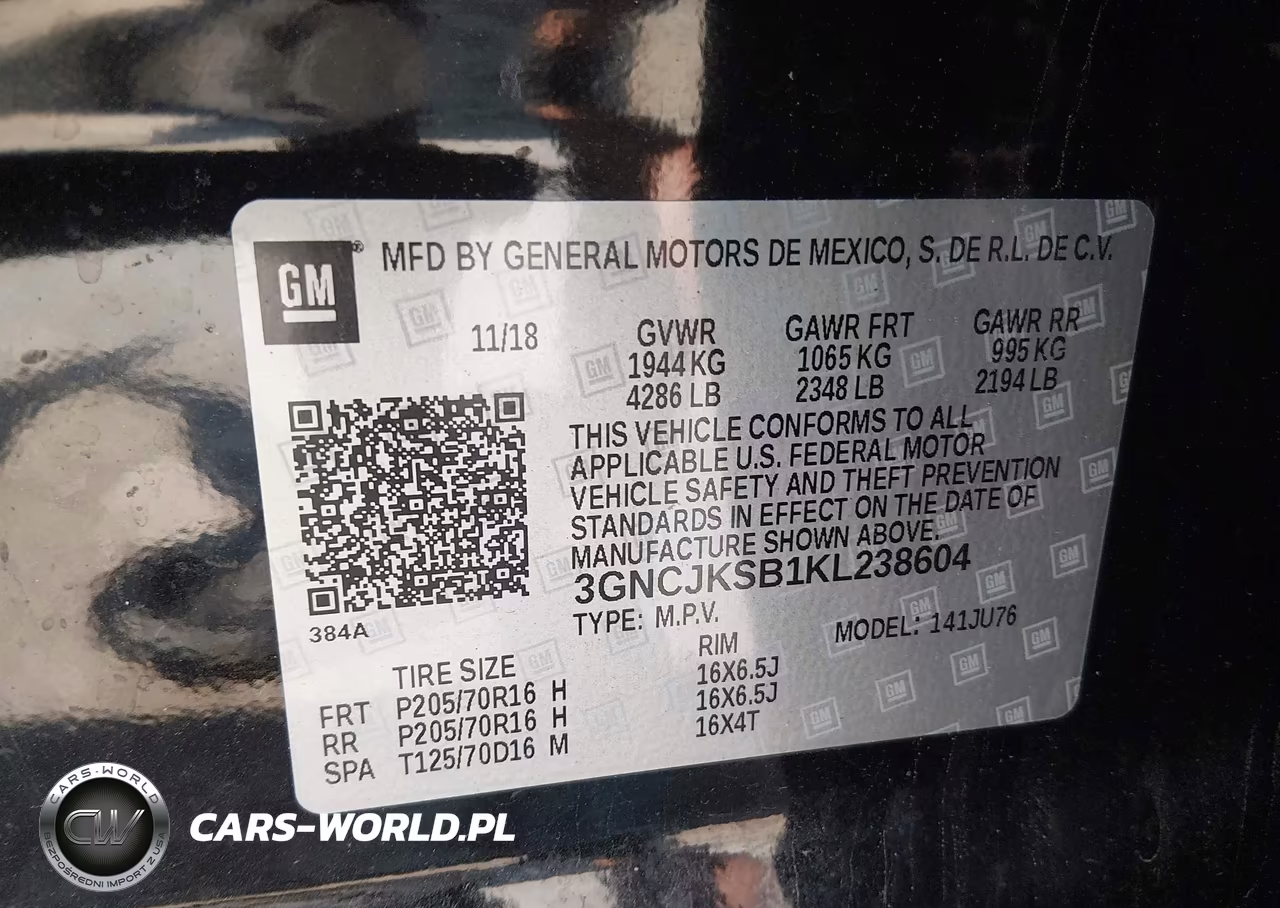 2019 Chevrolet Trax Ls VIN:3GNCJKSB1KL238604 - 9