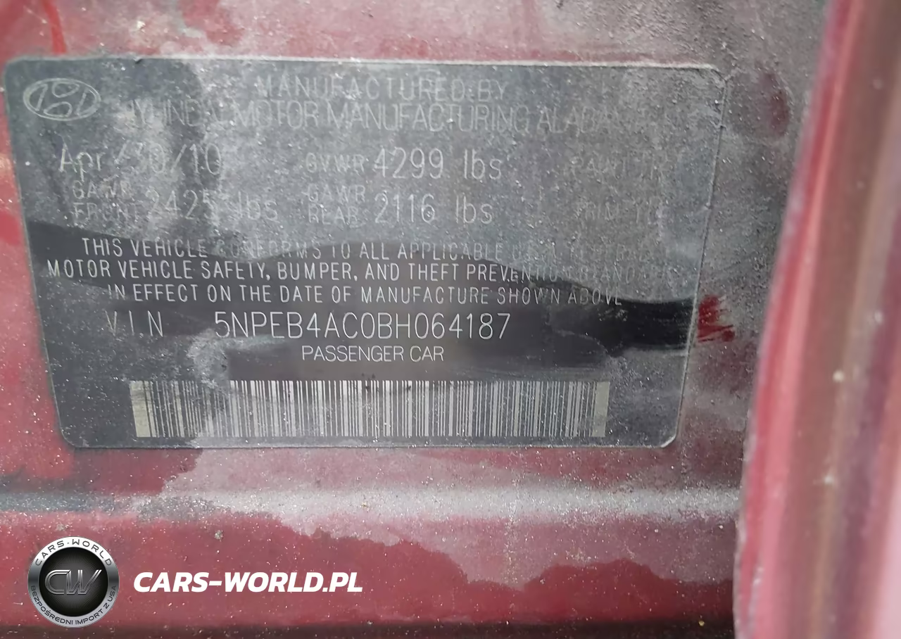 2011 Hyundai Sonata Gls VIN:5NPEB4AC0BH064187 - 9