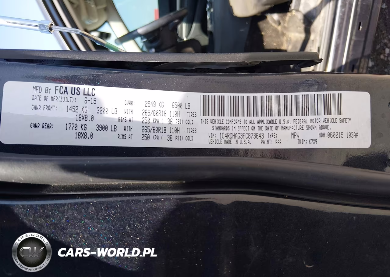 2015 Dodge Durango Sxt VIN:1C4RDHAG3FC873643 - 9