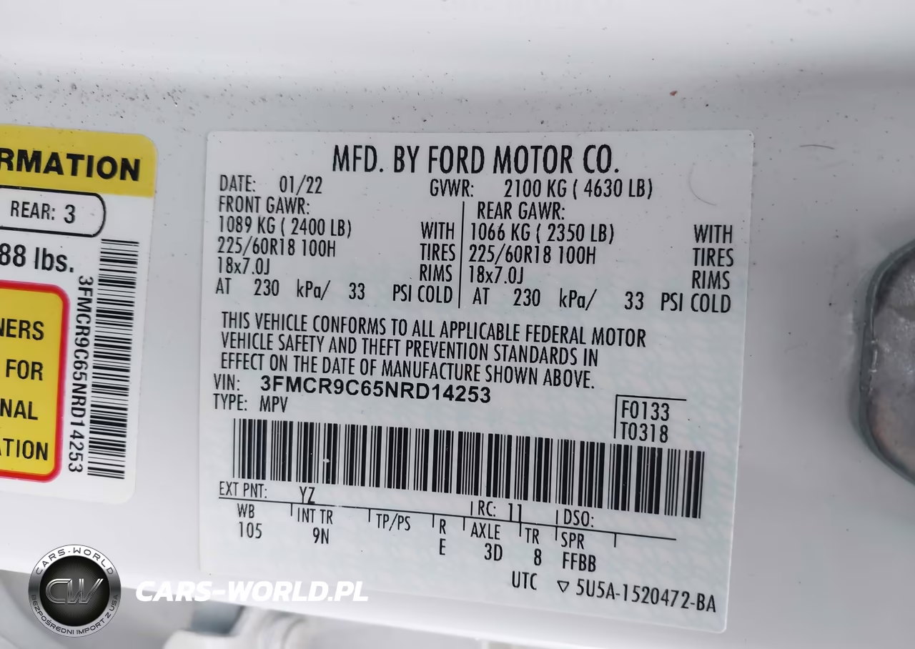2022 Ford Bronco Sport Outer Banks VIN:3FMCR9C65NRD14253 - 9