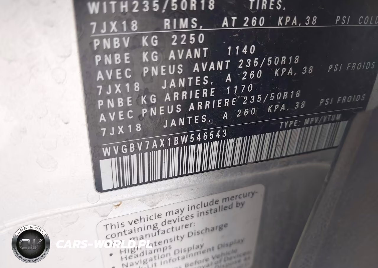 VOLKSWAGEN TIGUAN S VIN:WVGBV7AX1BW546543 - 9