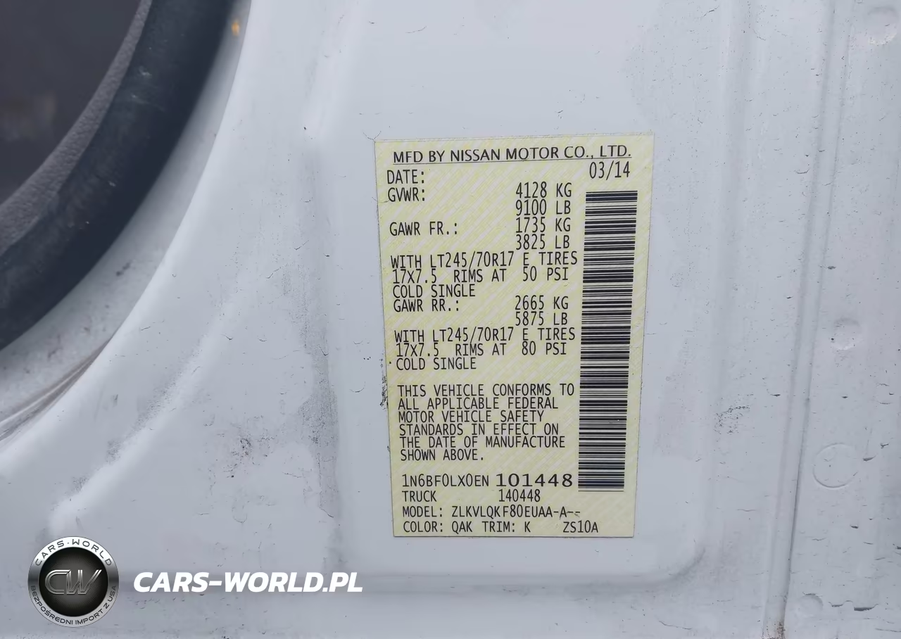 2014 Nissan Nv Cargo Nv2500 Hd S V6 VIN:1N6BF0LX0EN101448 - 9