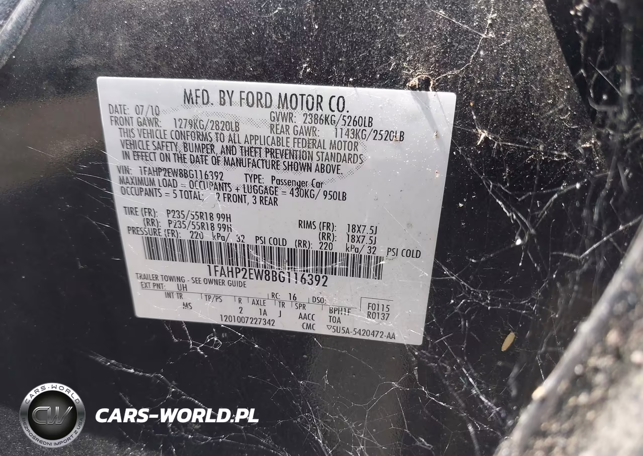 2011 Ford Taurus Sel VIN:1FAHP2EW8BG116392 - 9