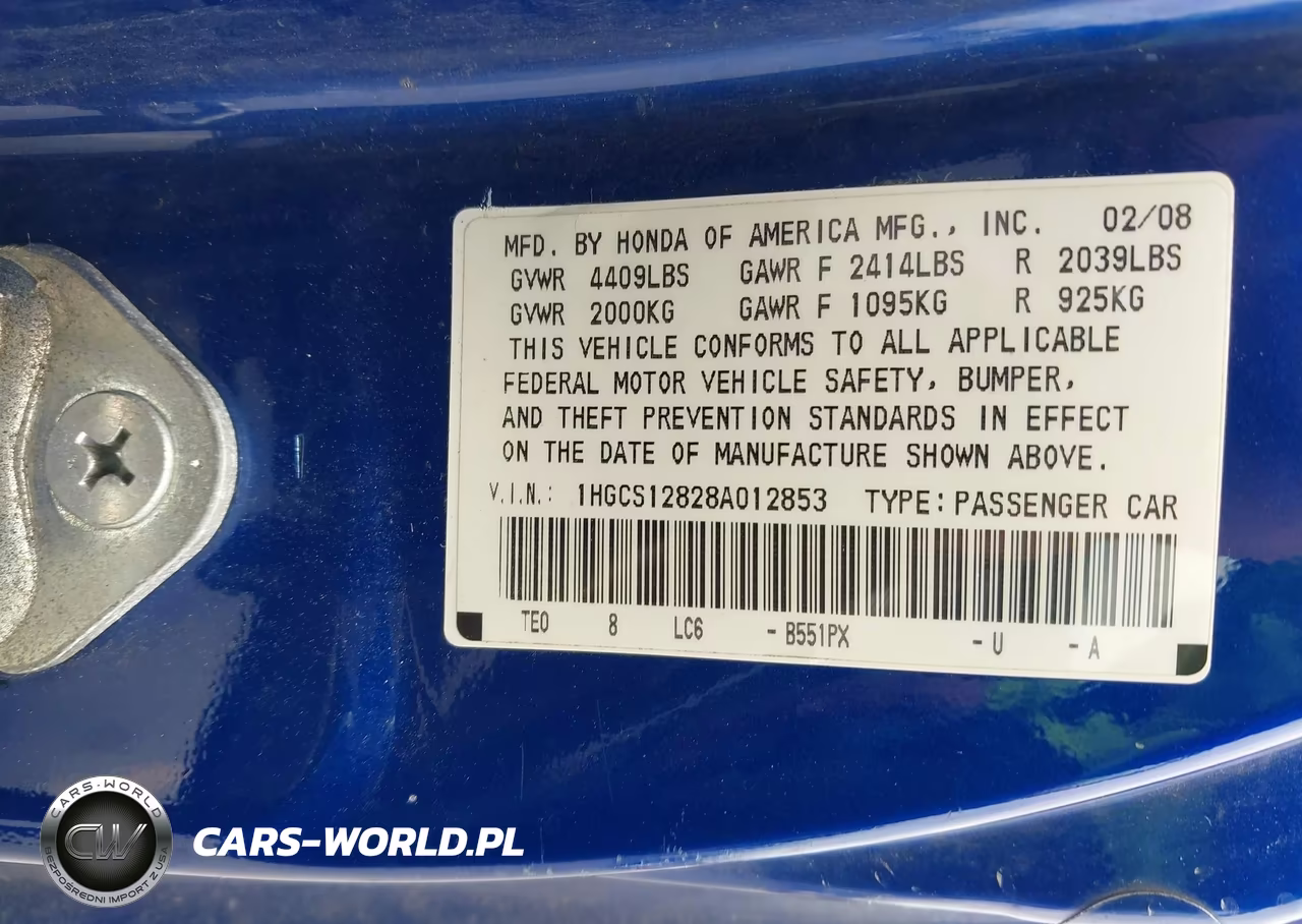 2008 Honda Accord 2.4 Ex-L VIN:1HGCS12828A012853 - 9