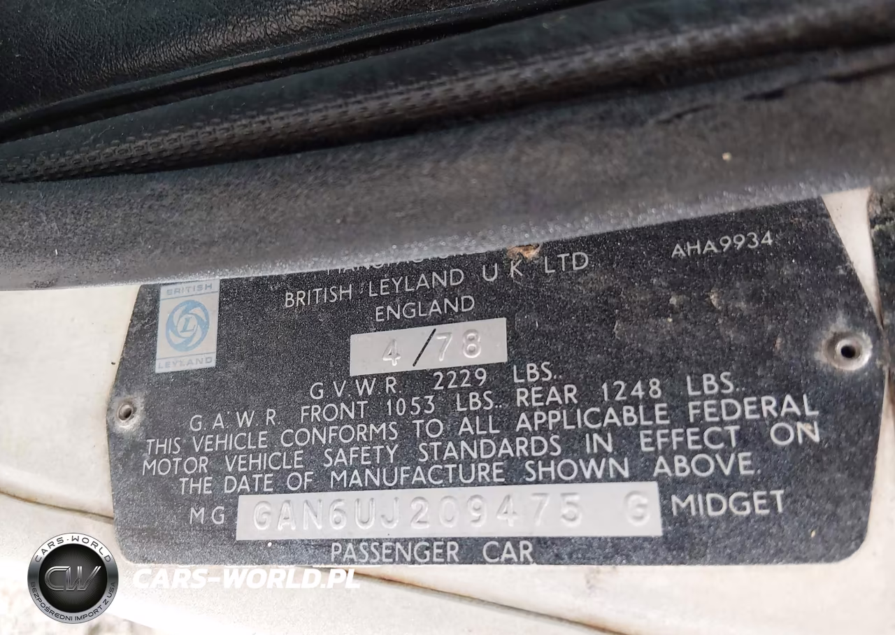 1978 MG MG VIN:GAN6U209475G - 9