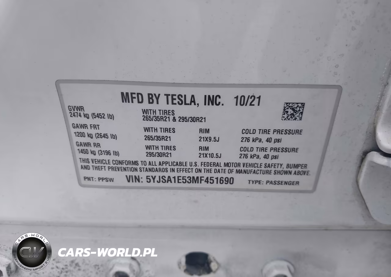 2021 Tesla Model S Long Range Dual Motor All-Wheel Drive VIN:5YJSA1E53MF451690 - 9