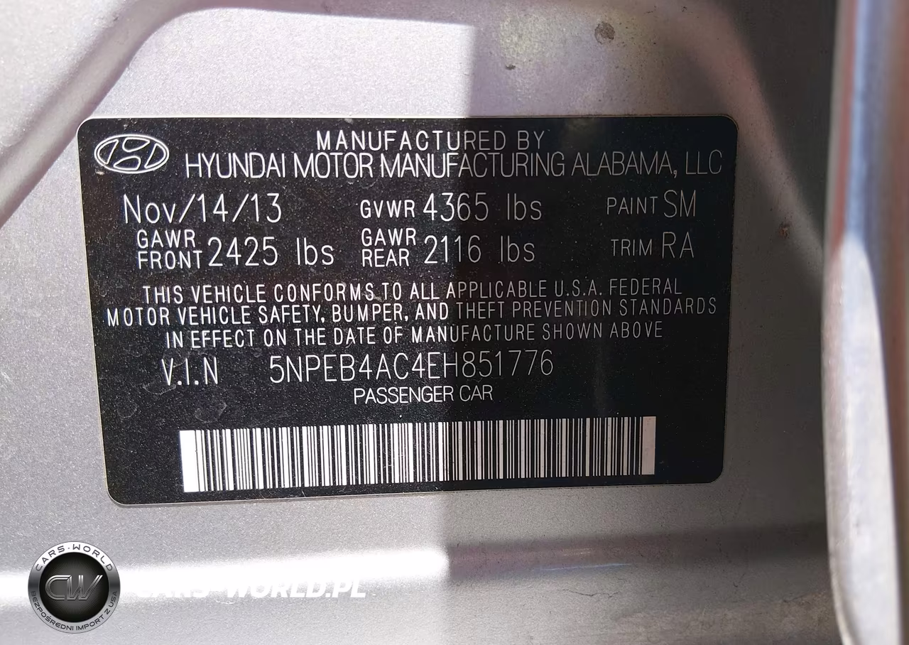 2014 Hyundai Sonata Gls VIN:5NPEB4AC4EH851776 - 9