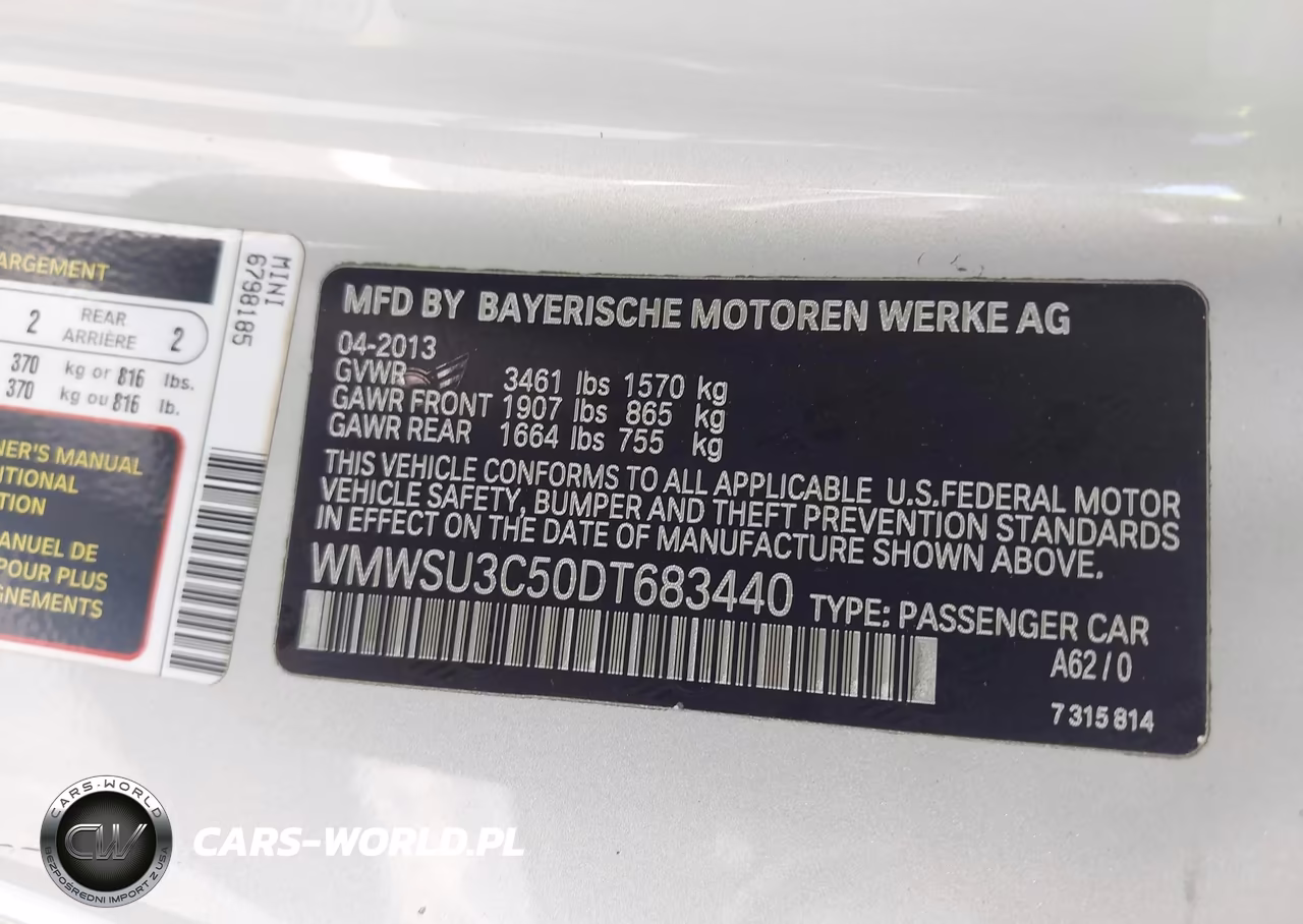 2013 Mini Hardtop Cooper VIN:WMWSU3C50DT683440 - 9