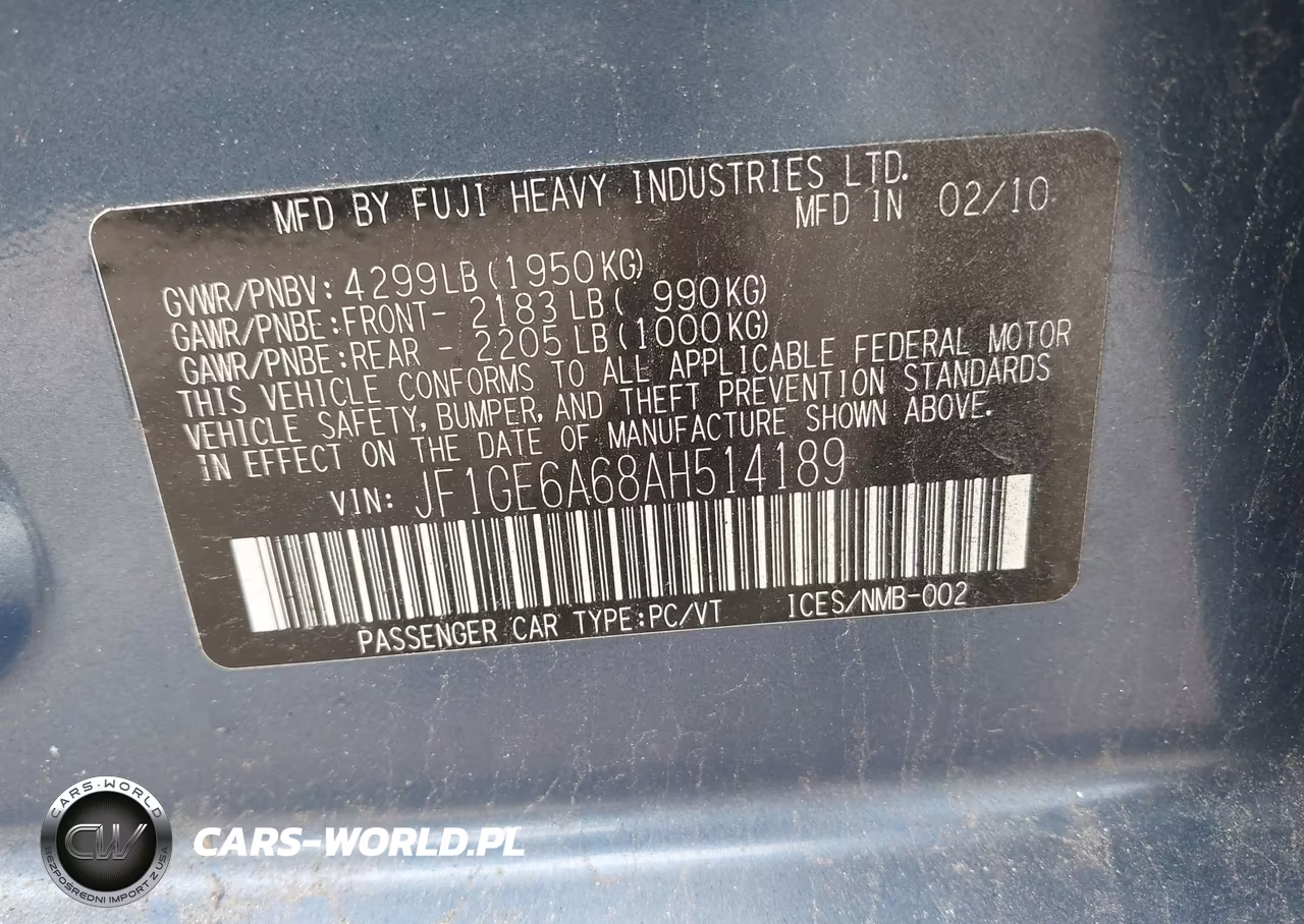 2010 Subaru Impreza 2.5I VIN:JF1GE6A68AH514189 - 9