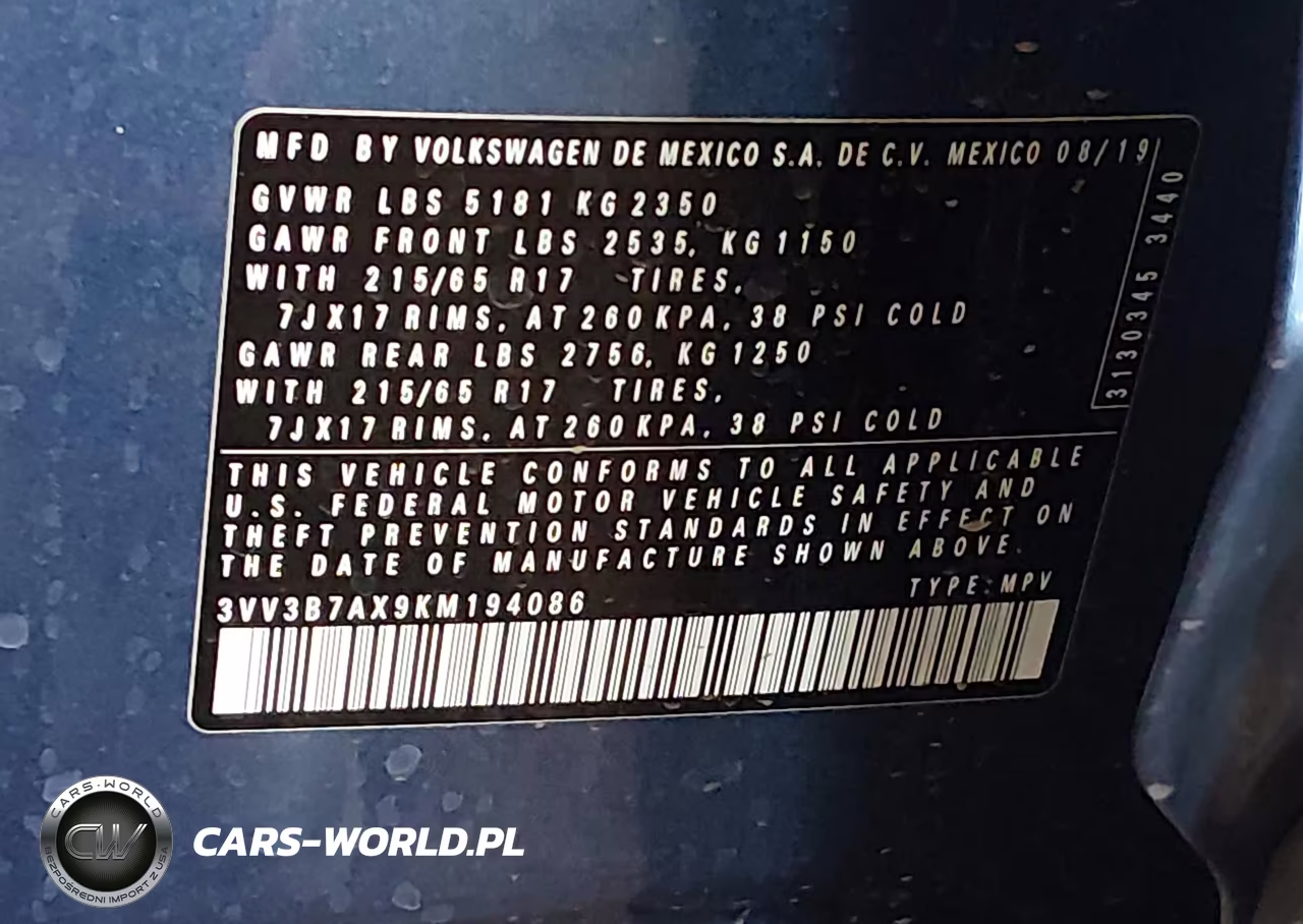 2019 Volkswagen Tiguan 2.0T Se-2.0T Sel-2.0T Sel R-Line-2.0T Sel R-Line Black VIN:3VV3B7AX9KM194086 - 9