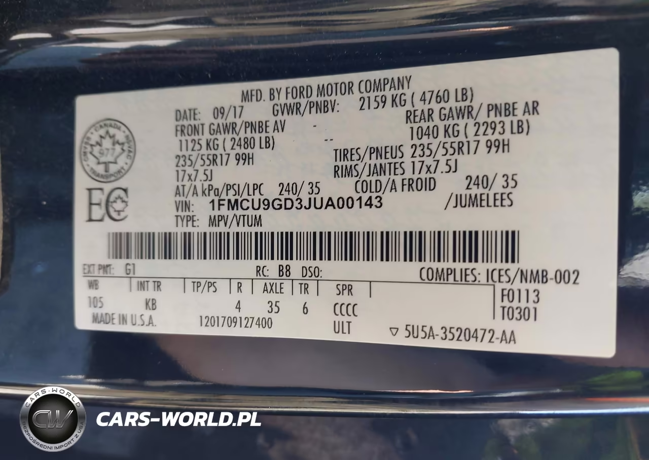 2018 Ford Escape Se VIN:1FMCU9GD3JUA00143 - 9