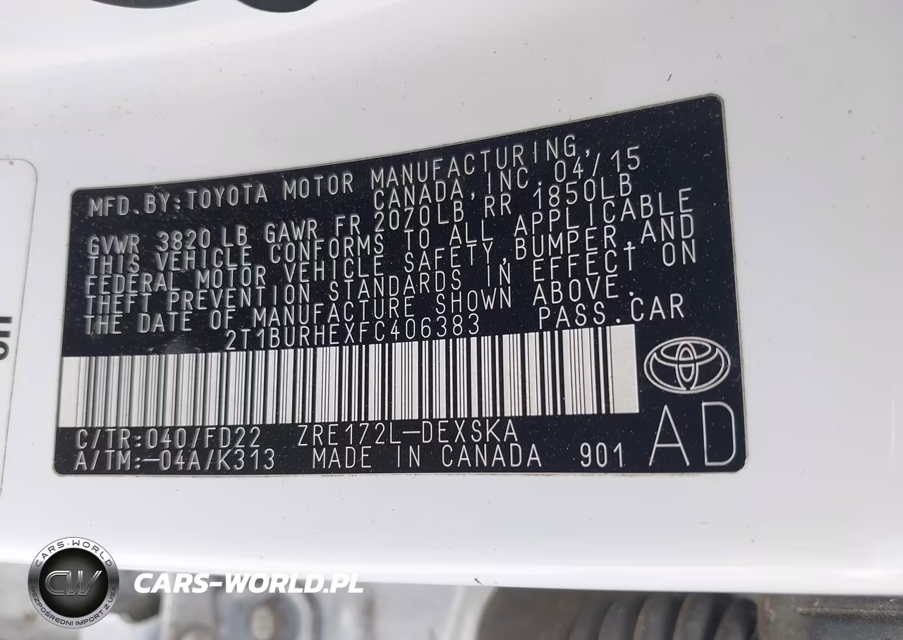 2015 Toyota Corolla S Plus VIN:2T1BURHEXFC406383 - 9
