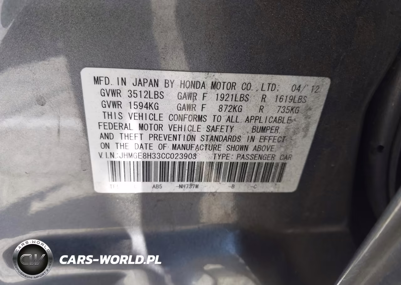 2012 Honda Fit VIN:JHMGE8H33CC023903 - 9