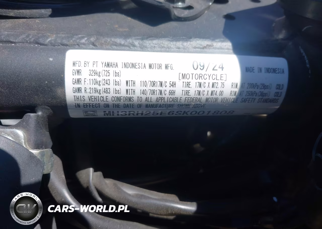 2025 Yamaha Yzfr3 VIN:MH3RH25E6SK001808 - 10