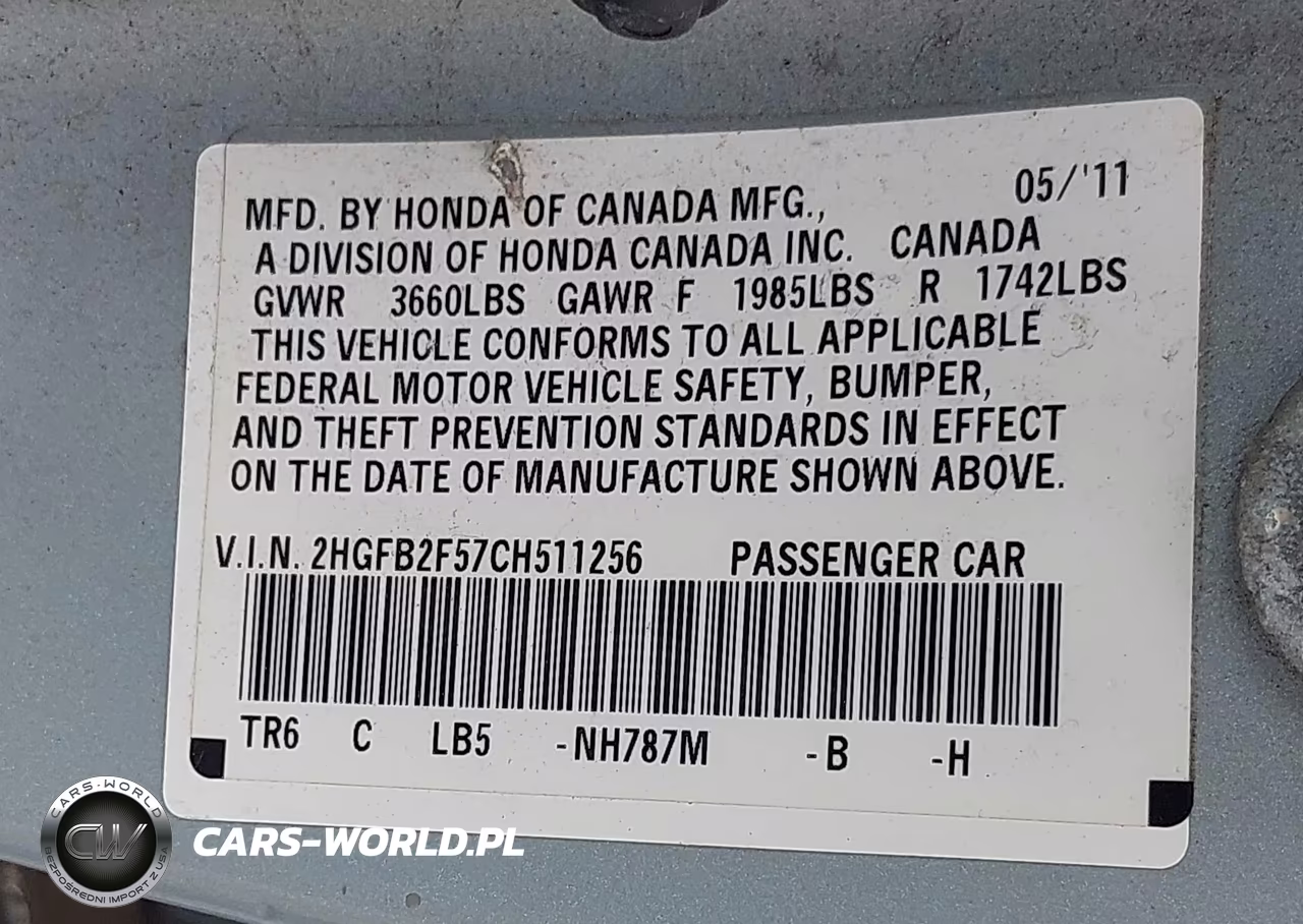 2012 Honda Civic Lx VIN:2HGFB2F57CH511256 - 9