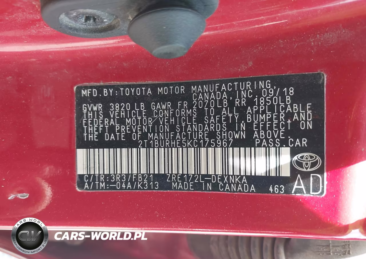 2019 Toyota Corolla Le VIN:2T1BURHE5KC175967 - 9