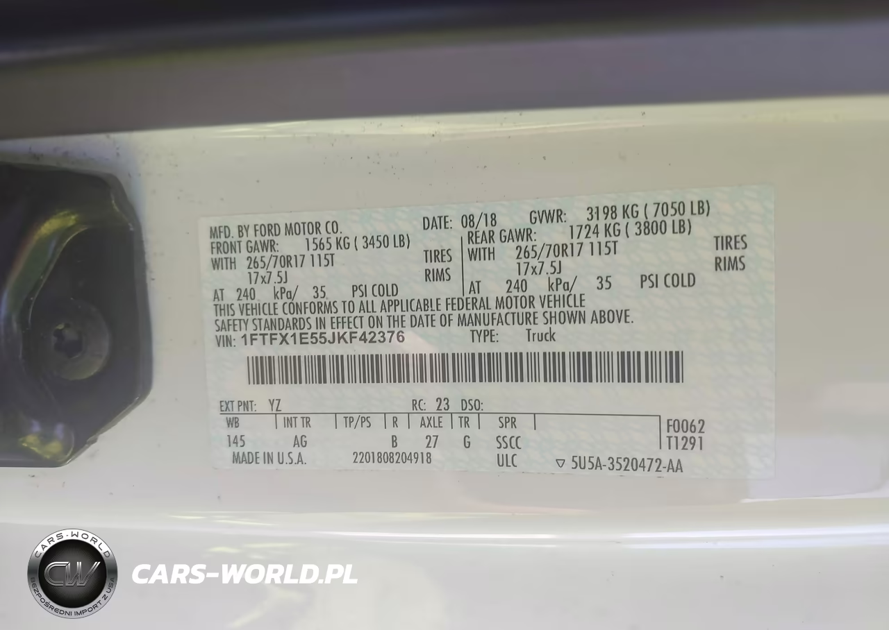 2018 Ford F-150 Xl VIN:1FTFX1E55JKF42376 - 9