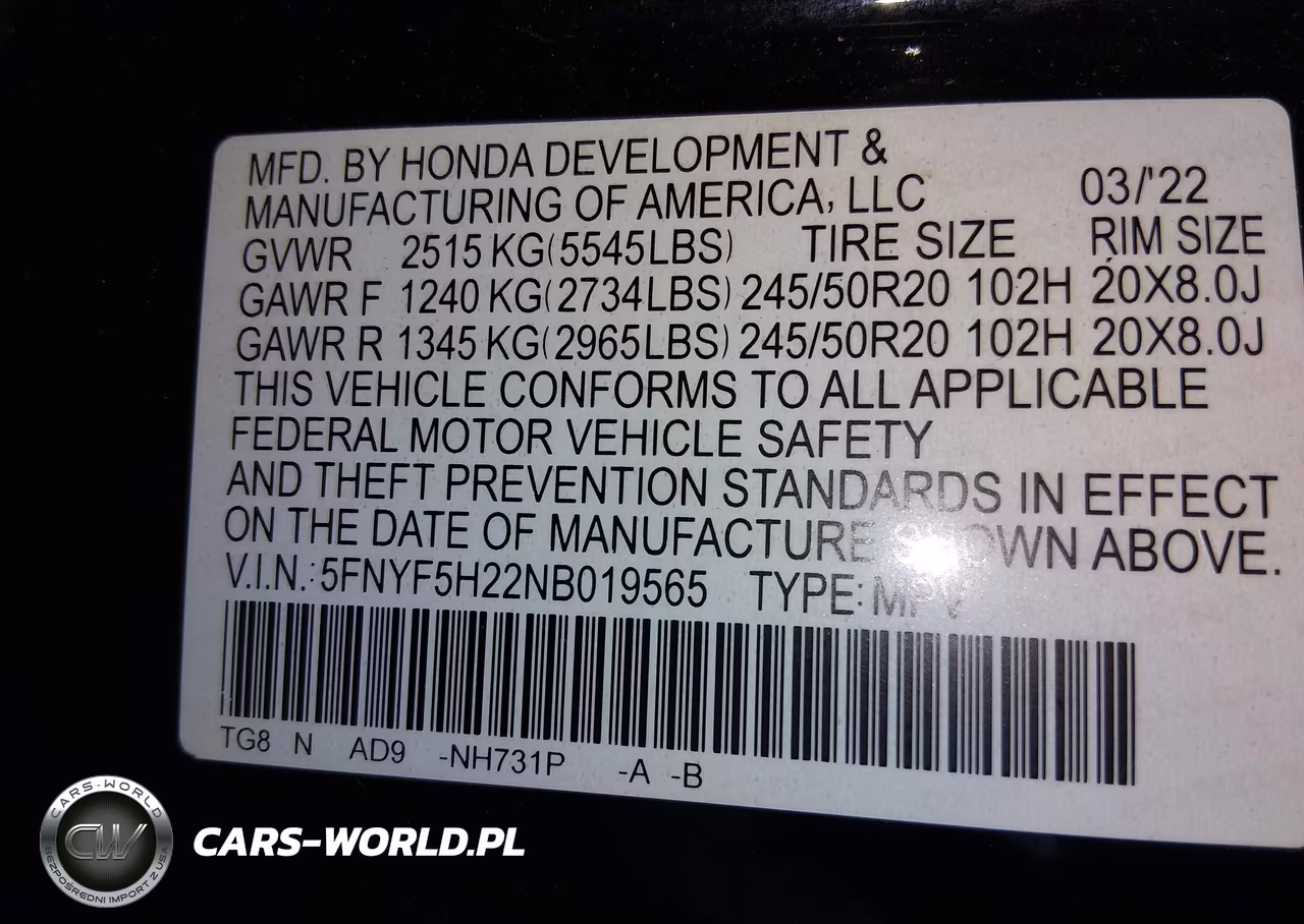 2022 Honda Pilot 2Wd Special Edition VIN:5FNYF5H22NB019565 - 9