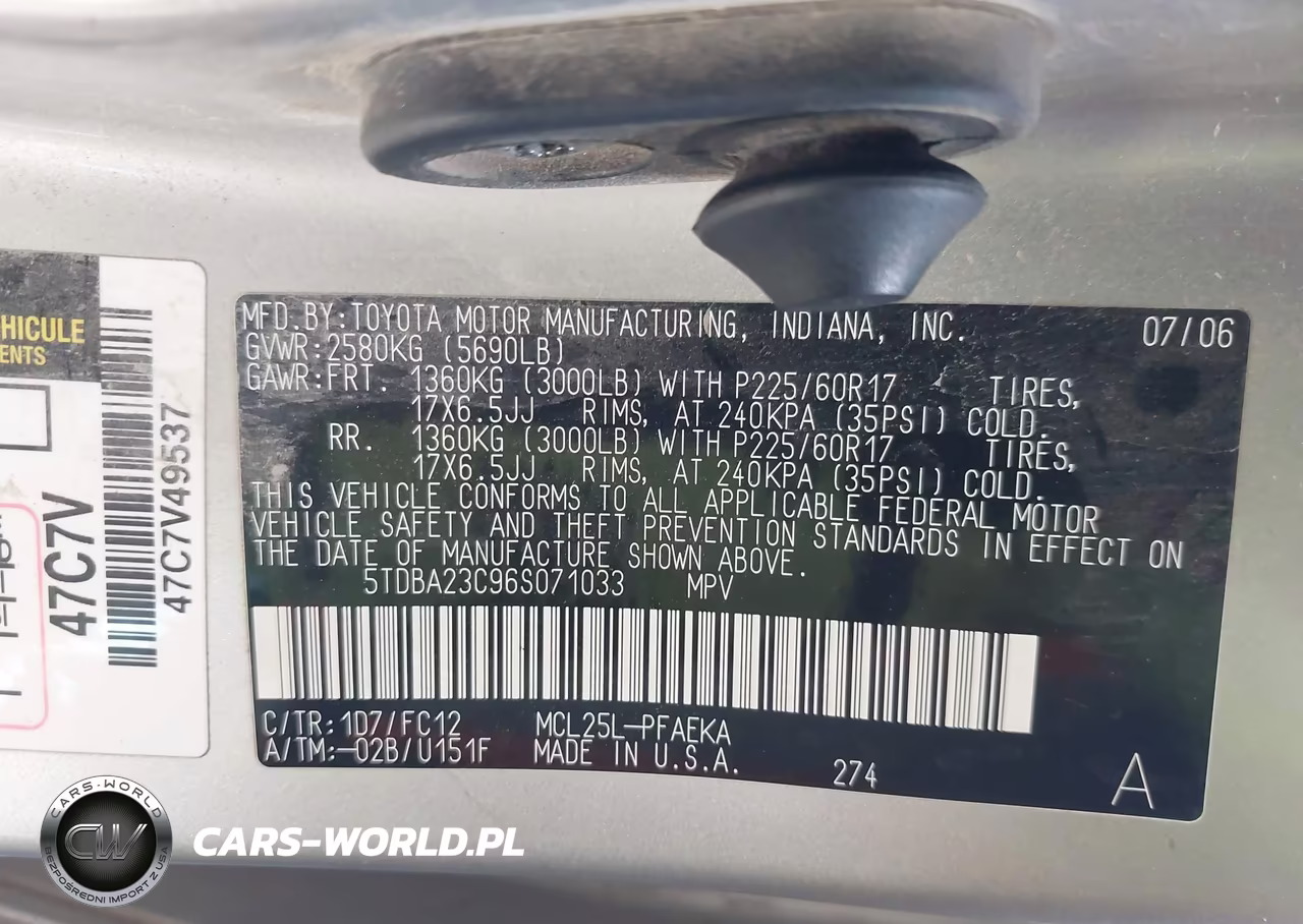 2006 Toyota Sienna Le VIN:5TDBA23C96S071033 - 9
