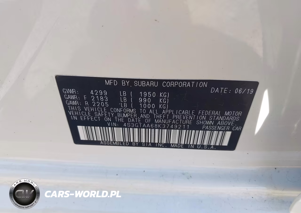 2019 Subaru Impreza 2.0I VIN:4S3GTAA68K3749211 - 9