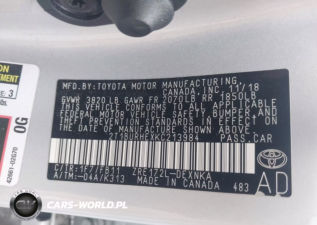 2019 Toyota Corolla Le VIN:2T1BURHEXKC213984 - 9