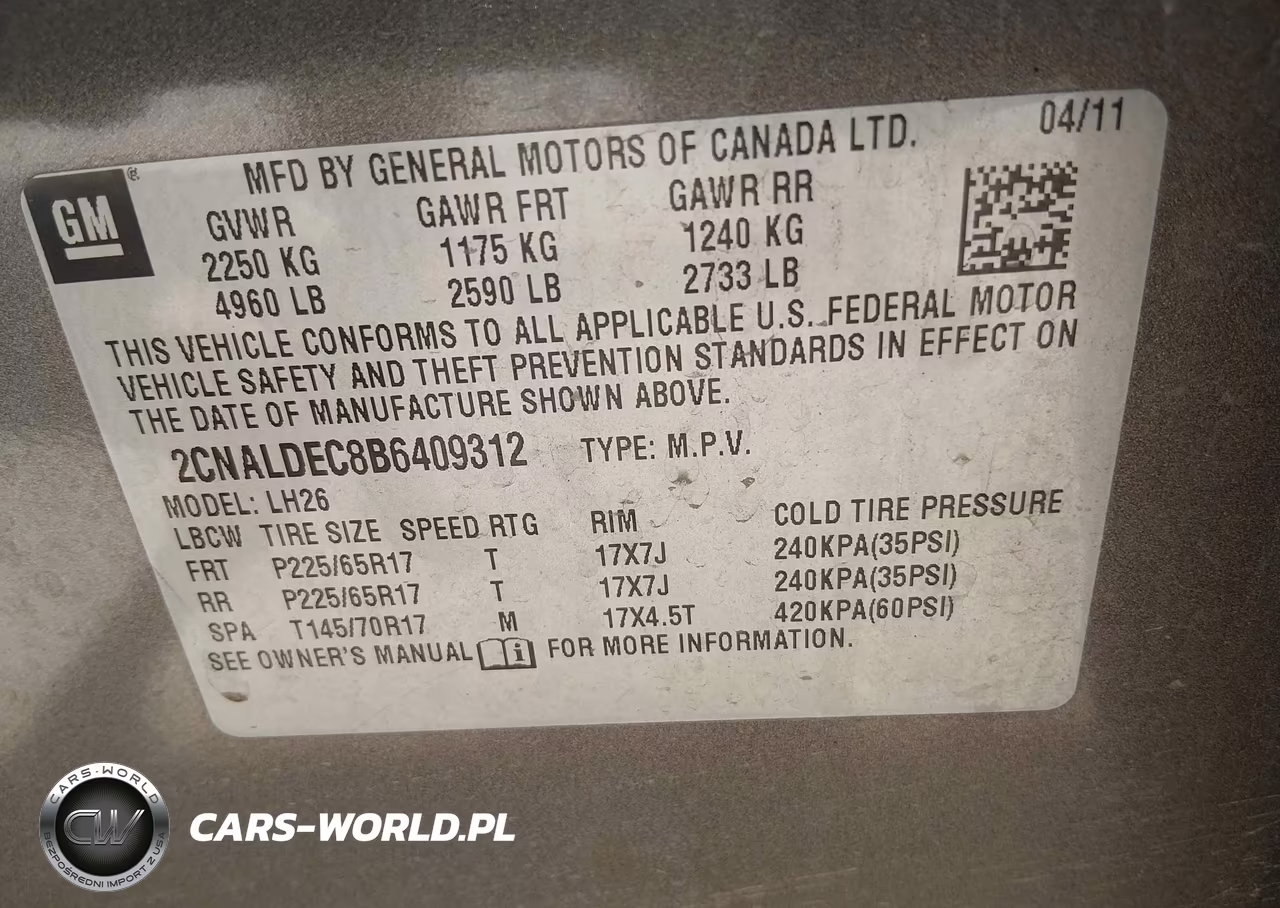 2011 Chevrolet Equinox Lt W-1Lt VIN:2CNALDEC8B6409312 - 9