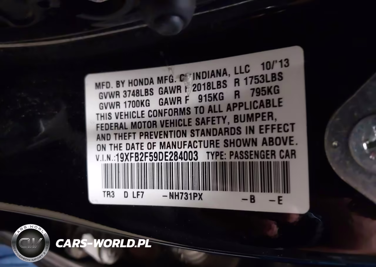 2013 Honda Civic Lx VIN:19XFB2F59DE284003 - 9