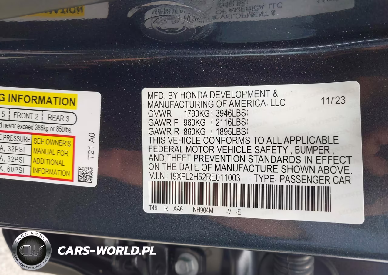 2024 Honda Civic Lx VIN:19XFL2H52RE011003 - 9