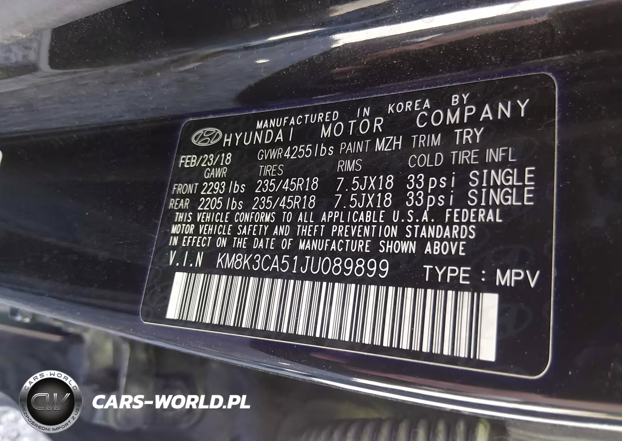2018 Hyundai Kona Limited VIN:KM8K3CA51JU089899 - 9