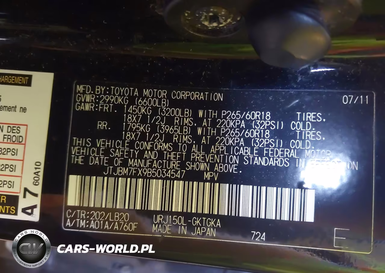 2011 Lexus Gx 460 VIN:JTJBM7FX9B5034547 - 9