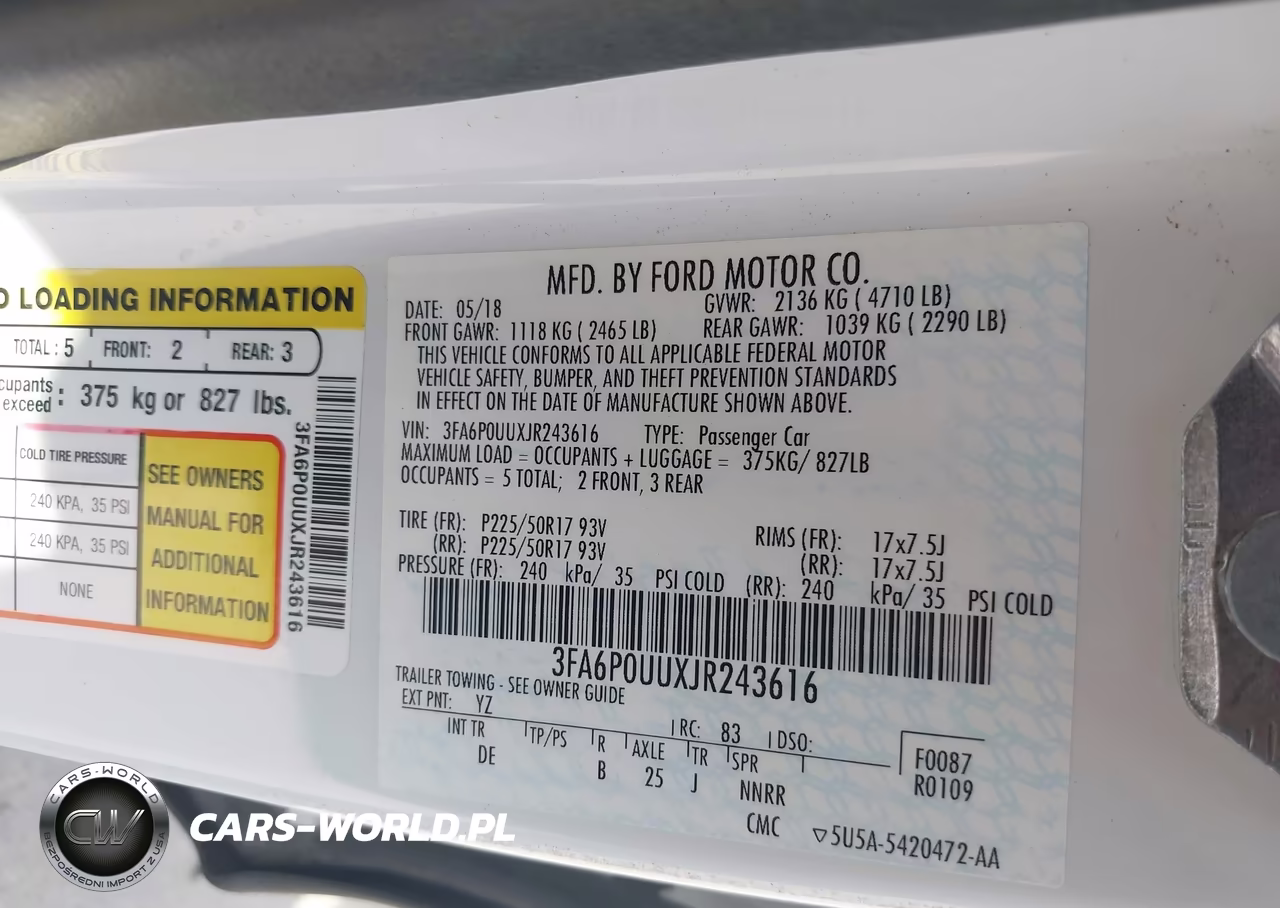 2018 Ford Fusion Hybrid S VIN:3FA6P0UUXJR243616 - 9