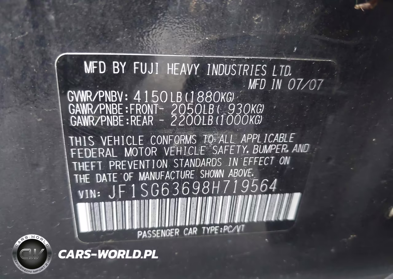 2008 Subaru Forester 2.5X VIN:JF1SG63698H719564 - 9