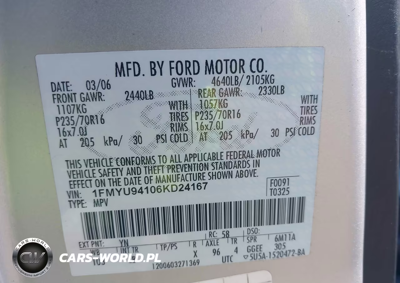 2006 Ford Escape Limited VIN:1FMYU94106KD24167 - 9