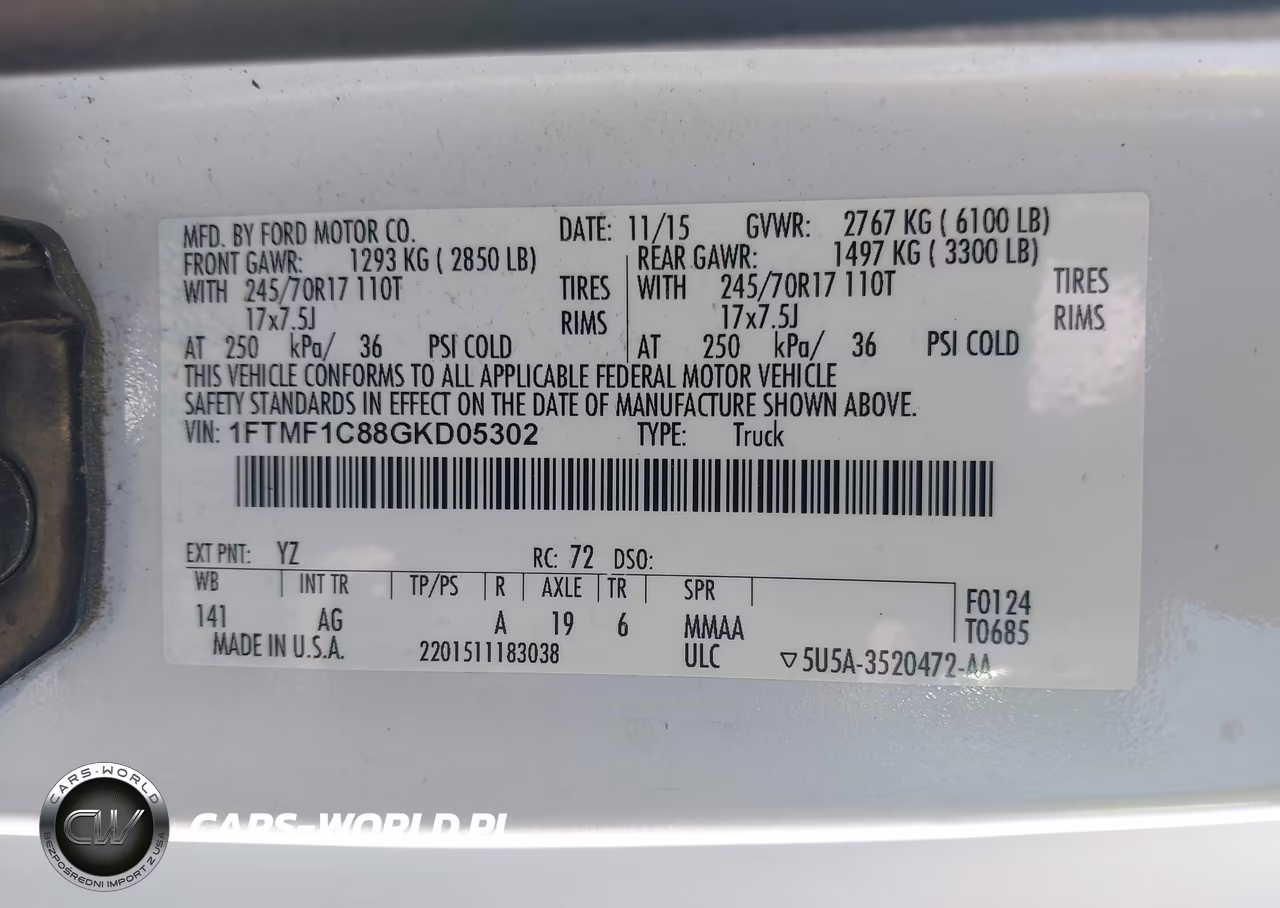 2016 Ford F-150 Xl-Xlt VIN:1FTMF1C88GKD05302 - 9