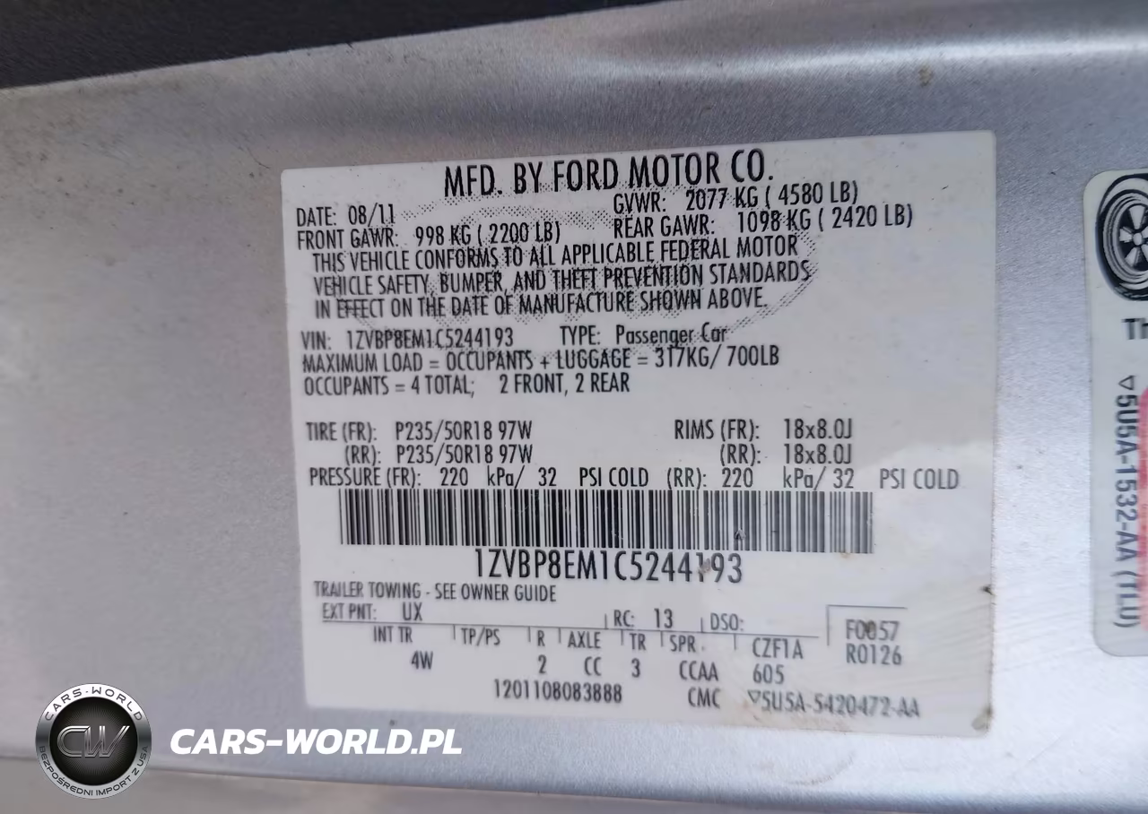 2012 Ford Mustang V6-V6 Premium VIN:1ZVBP8EM1C5244193 - 9