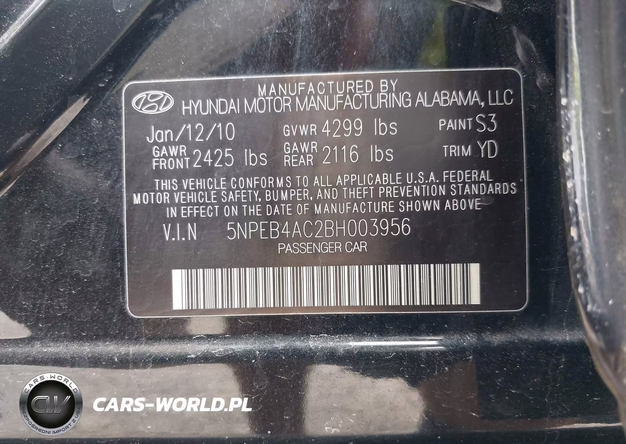 2011 Hyundai Sonata Gls VIN:5NPEB4AC2BH003956 - 9