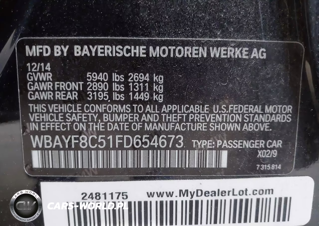 2015 BMW 750Li xDrive VIN:WBAYF8C51FD654673 - 9