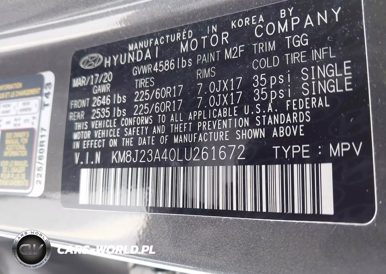 2020 Hyundai Tucson Se VIN:KM8J23A40LU261672 - 9