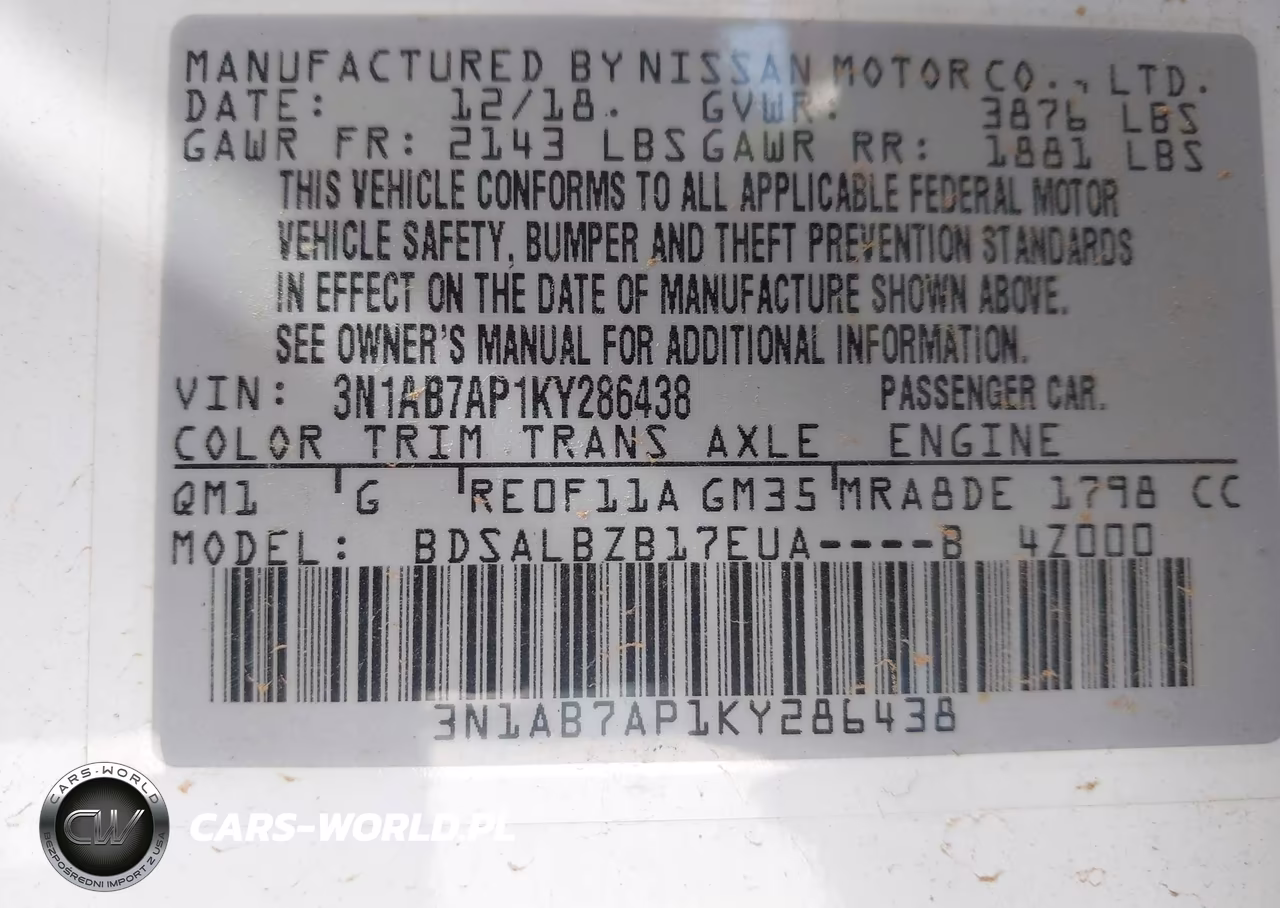 2019 Nissan Sentra S VIN:3N1AB7AP1KY286438 - 9