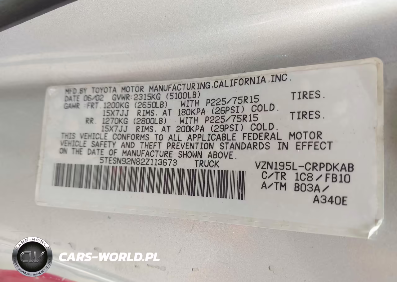 2002 Toyota Tacoma Prerunner V6 VIN:5TESN92N82Z113673 - 9