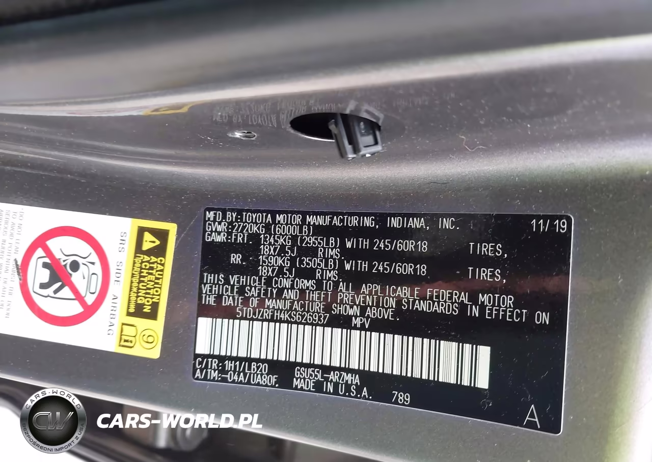 2019 Toyota Highlander Xle VIN:5TDJZRFH4KS626937 - 9