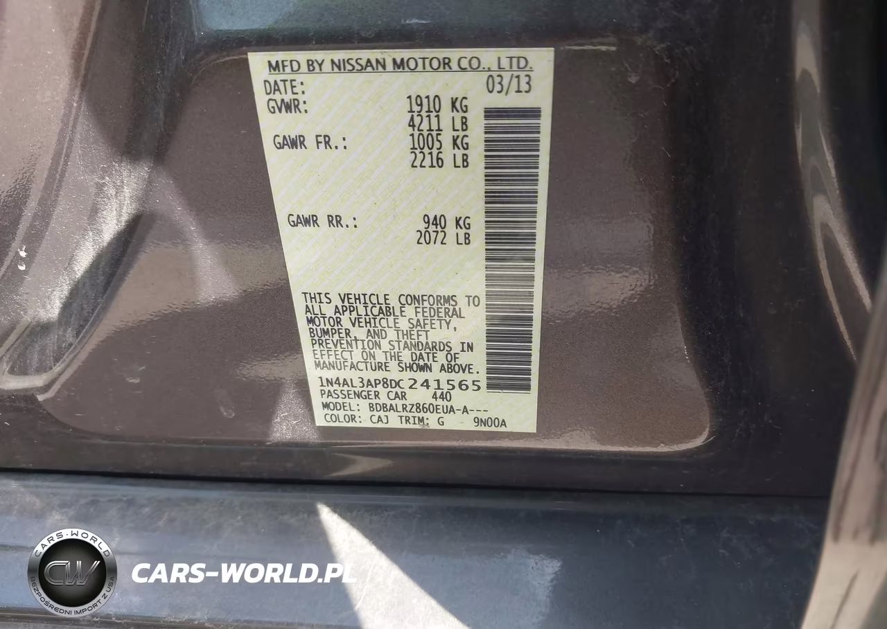 2013 Nissan Altima 2.5 VIN:1N4AL3AP8DC241565 - 9