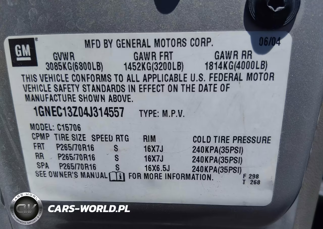 2004 Chevrolet Tahoe Ls VIN:1GNEC13Z04J314557 - 9