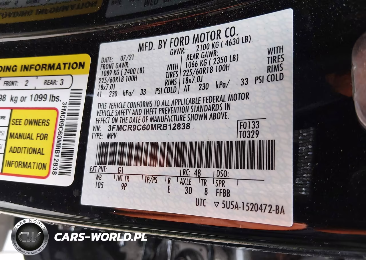 2021 Ford Bronco Sport Outer Banks VIN:3FMCR9C60MRB12838 - 9