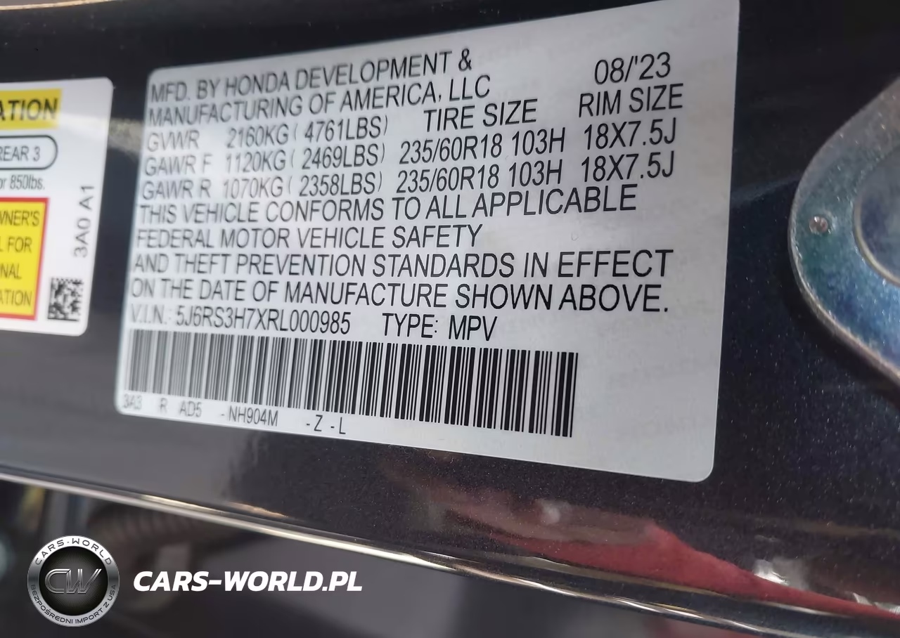 2024 Honda Cr-V Ex-L 2Wd VIN:5J6RS3H7XRL000985 - 9