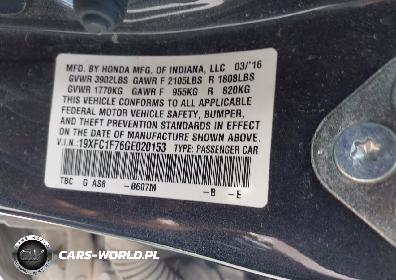2016 Honda Civic Ex-L VIN:19XFC1F76GE020153 - 9