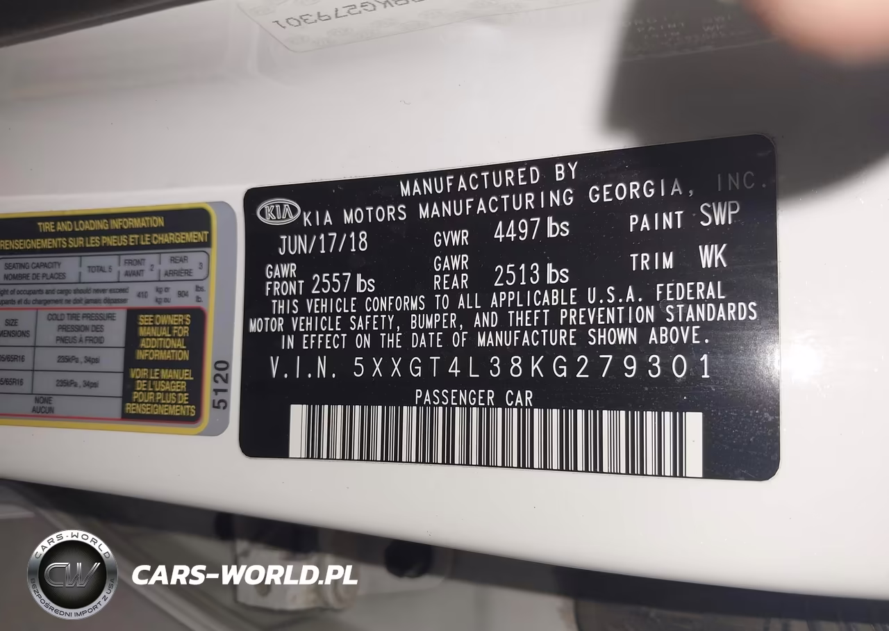 2019 Kia Optima Lx VIN:5XXGT4L38KG279301 - 9